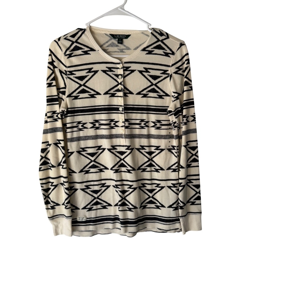 Lauren Ralph Lauren NWOT Western Aztec Long‎ Sleeve Thermal Henley Top M
